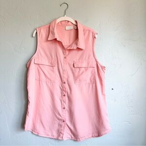ecothreads | Women’s Light Pink Sleeveless Button Down Collared Top‎ Size XL EUC